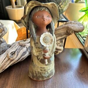 Vtg Metlox Potteries Poppets By Poppytrail Figurines girl w/ flower
